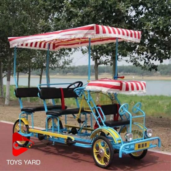 صورة دراجة هوائية عائلية 6 راكب ب لون وردي جذاب ب لون ازرق جذاب